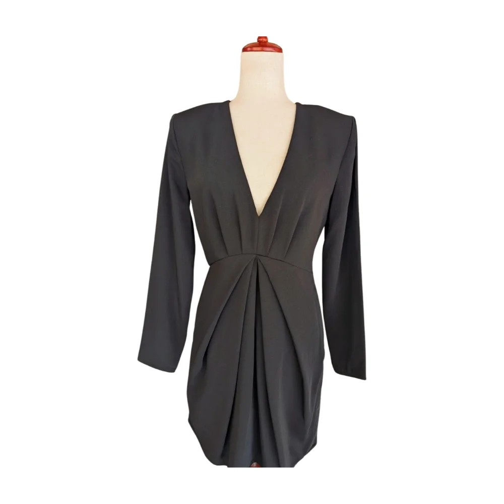 NWT THE KOOPLES Black Glam V-Neck Mini Dress‎ Size FR2/US6